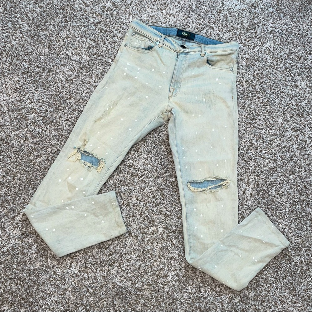 ORO LOS ANGELES Splash Wash Denim Jeans Size 28